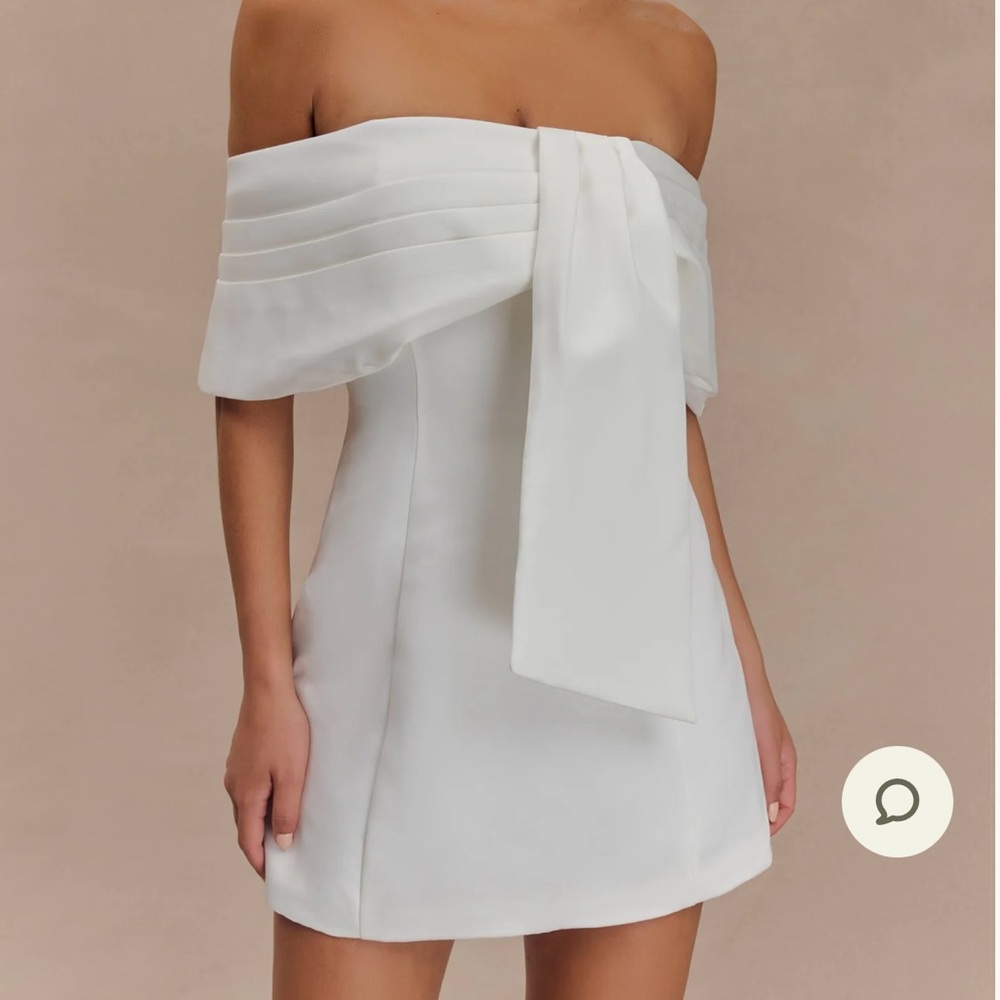 Meshki White Strapless Off-Shoulder Mini Dress